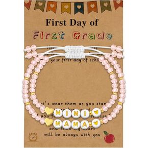 Nanafast Back to School Gifts Mommy and Me Bracelets First Day of School Matching Bracelets Dinosaur First Day of 1st /2nd Grade Back to School Bracelets Gifts for Mother Daughter Son