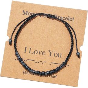 Morse Code Bracelets for Women I Love You Morse Code Bracelet Adjustable Long Distance Bracelets for Couples Women Gifts for Christmas Stocking Stuffers
