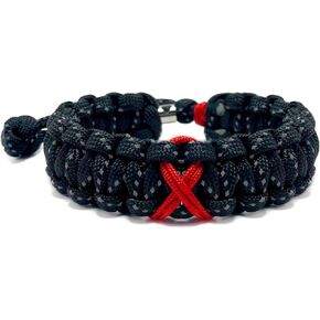 LAMIBEE Bracelet For A Cause, Paracord Survival Bracelet, Awareness Ribbon Bangle Bracelets, Ribbon Wristbands for Awareness, Protection Surfer String Bracelet for Men, Women
