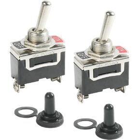 2PCS Toggle Switch,Kill Switch,Car Accessories Toggle Switch 12V,ON Off Switch,Waterproof Marine Toggle Switch with Boot Cover,15A 250VAC Boat Switches,Suitable for Cars,Trucks and Ships