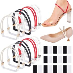 PH PandaHall 5 Colors Rhinestone High Heel Shoe Strap, Adjustable Shoes Belt Elastic Polyester Shoelace Bands Detachable High Heel Straps Anti-Loose Strap with Buckle for Women Heels Sandals, 5 Pairs