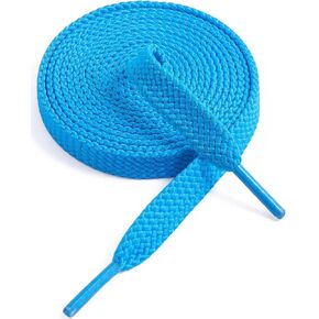 VSUDO Upgrade 54" Double Layer Weave Flat Shoelaces, 5/16" Wide Flat Shoe Laces for Adults & Kids Sneakers or Athletic Shoes [1Pair-Turquoise Blue-137CM]