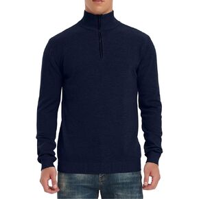 Men's Quarter Zip Sweater, Slim Fit Soft Casual Pullover for Men Lightweight Solid Warm Mens Mock Neck Polo Sweaters