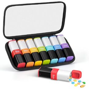 Lotour Weekly Pill Organizer 2 Times a Day with PU Leather Bag, Large 7 Day Travel Pill Box, Am Pm Daily Pill Case, Portable Pill Holder Container for Medication, Vitamins, Fish Oil