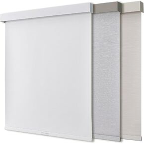 Joydeco 100% Blackout Roller Shades (Pro), Free-Stop Cordless Blinds for Windows, UV Protection, Natural Woven Blinds for Home and Office, Light-Proof Aluminum Cover (35" W x 75" H, White)