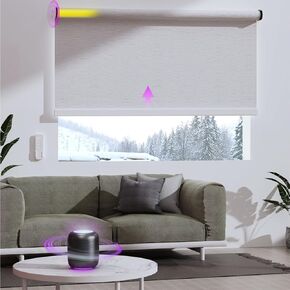 Astomi Motorized Shades with Remote - Automatic Blackout Blinds for Effortless Open & Close Control, Easy to Program, Rechargeable, 22" W x 72" H, Work with Alexa Google Home (White, with Valance)