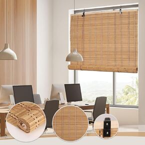 FoundGo 72" W*72" H Bamboo Roller Blinds Sun Shade,Retro Light Filtering Roller Bamboo Curtains Bamboo Roll Up Window Bamboo Roller Curtain Shades for Windows,Doorways.
