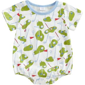 Sasaerucure Infant Baby Boy Long Sleeve Footed Onesie Winter Outfits Newborn Boy Golf Romper Zipper Jumpsuit