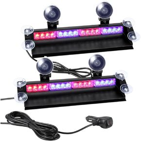 WOWTOU 2 في 1 LED شريط إضاءة طوارئ أبيض كهرماني للشاحنات ومحاريث الثلج ومركبات البناء تحذير السلامة، الزجاج الأمامي والنافذة الخلفية وامض الاتجاه