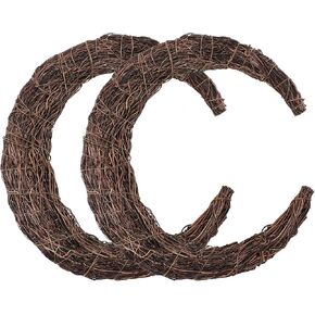 Moon Wreath - 14 Inch Crescent Moon Natural Grapevine Wreaths Base - DIY Half Moon Shaped Wreath Making Supplies for Decor - 2 Pack