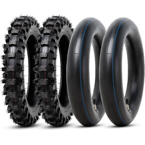 2 PCS 2.50-10 (4PR TT) 33J Off Road Mini Dirt Bike Front/Rear Tires and 2 PCS Heavy Duty Inner Tubes Compatible with 2.5-10 Off Road Dirt Bike Pit Bike/Motorcycle Tires(P-279)