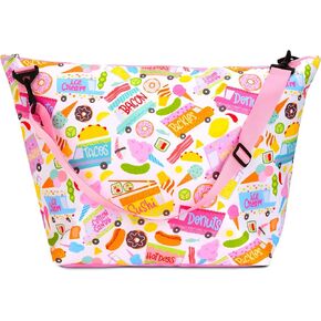 iscream 23.5" x 16" Weekender Travel Tote Bag with Vibrant Nylon Exterior and Adjustable Strap - Food Truck Fun