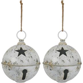 2pcs Large Christmas Bells for Decoration,Large Size 8.3-inch Diameter, Rustic Vintage Christmas Decor Ball Christmas Tree Onaments Bells for Christmas Decorations