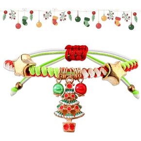 Christmas Bracelets Charm Xmas Beaded Bracelets Holiday Elastic Stretchy Bracelet Jewelry Gifts for Women