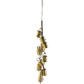 Creative Co-Op 13" H Handmade Hanging Metal Bells on Jute Rope, Gold Finish