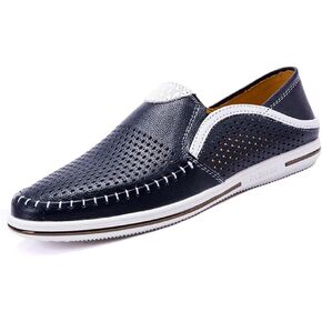 Men's Genuine Leather Loafers Shoes Fashion Slip-on Casual Soft Summer Driving Shoes