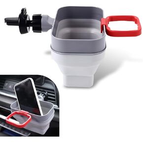 1 PC Car Air Conditioner Vent Storage Rack, French Fries + Sauce 2 in 1 Telescopic Folding Phone Coin Key Sunglasses Holder, Portable Accessory, Suitable for Most Car Models (Gray & Red)