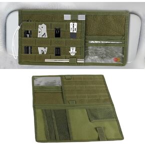 Car Sun Visor Organizer, Tactical Molle Car Visor Organizer Storage Pouch, Multi-Pocket Visor Panel Storage Bag Holder for Documents Cards, Auto Truck Interior Accessories (Army Green)