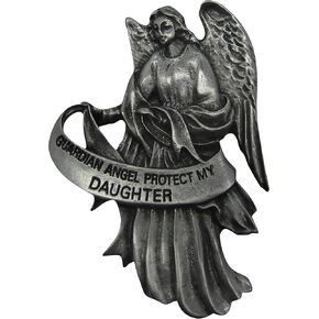2 1/2" Visor Clip of Guardian Angel-Protect My Daughter Genuine Pewter Antique Finish