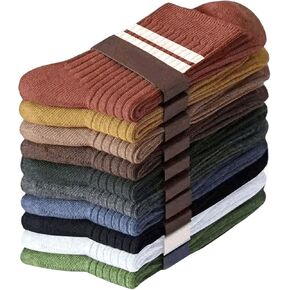 Women's10 Pairs Casual Mid Calf Socks Striped Print Athletic Socks Knitted Soft Crew Socks