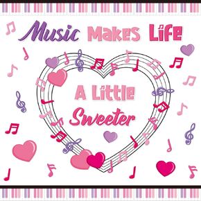 BeYumi Music Notes Border Decor - 108Pcs Back to School Music Notes Bulletin Board Set Music Makes The World Brighter Cutouts Piano Border Trim Preschool Classroom Chalkboard Wall Decoration Supplies