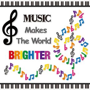 BeYumi Music Notes Border Decor - 108Pcs Back to School Music Notes Bulletin Board Set Music Makes The World Brighter Cutouts Piano Border Trim Preschool Classroom Chalkboard Wall Decoration Supplies