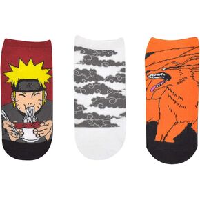 Everything Legwear Naruto Shippuden Socks Cosplay (3 Pair) - (1 Size) Naruto, Clouds, Nine Tails Gifts Lowcut Socks Women & Men's