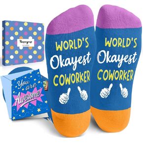 HAPPYPOP Coworkers Gifts Ideas Socks- Coworker Gifts for Women Men, Office Gifts for Coworkers, Funny Small Gifts for Coworkers With Greeting Card