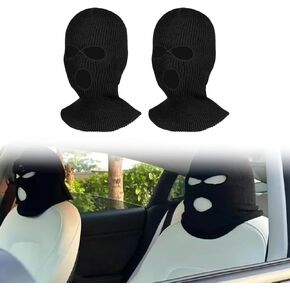 2 PCS Car Headrest Cover, Terylene Personalized Headrest Cover for Cars, Funny Car Accessories, Funny Hat Car Interior Decoration, Spoof Face Car Seat Headrest Cover for Most Cars (White)