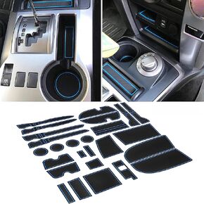 SENSHINE for Toyota 4Runner Accessories 2010-2021 2022 2023 2024 Premium Custom Liners Interior Cup Holder Inserts, Center Console Liner, Door Pocket Non-Slip Anti Dust Mats (2 Row, Red Trim)