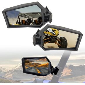A & UTV PRO Adjustable Side Rearview Mirrors for Yamaha YXZ 1000, Folding Break Away Clear Side By Side Rear View Mirrors for 2019-2024 Yamaha Yxz 1000R SS/SE/SS SE Accessories, 2pcs
