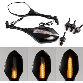 Evomosa دراجة نارية مرآة الرؤية الخلفية LED تشغيل ضوء مرآة الرؤية الخلفية 8 مللي متر/10 مللي متر عالمي ، مرايا الدراجات النارية مع إشارات الانعطاف ، in Kuwait