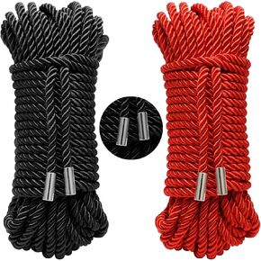 15M Soft Silk Rope, Twisted Trim Cord Rope 2-Pack Nylon Twisted Cord Trim Thread String Rope, Multipurpose Satin Shiny Cord, 59 Feet/7MM