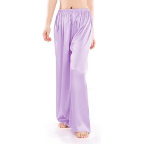 Wantschun Womens Wide Leg Pajama Pants Satin Silk Casual Loose Elastic Waist Lounge Pants Pj Bottoms