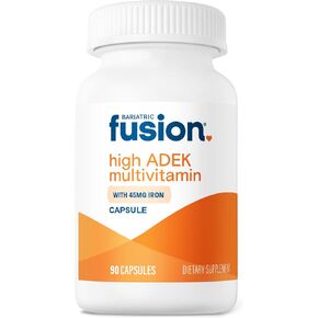 Bariatric Fusion High ADEK Multivitamin with Iron | Bariatric Multivitamin for Duodenal Switch | Easy to Swallow ADEK Vitamins Bariatric | 90 Capsules | One Month Supply
