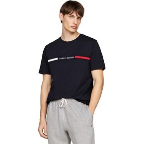 Tommy Hilfiger Men's Short Sleeve Cotton Graphic T-Shirts with Signature Stripe Logo, Also Available in Big & Tall