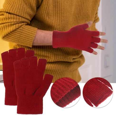 4 Pairs Fingerless Gloves for Women Half Finger Gloves Knitted Winter Typing Gloves for Women Kids in Kuwait