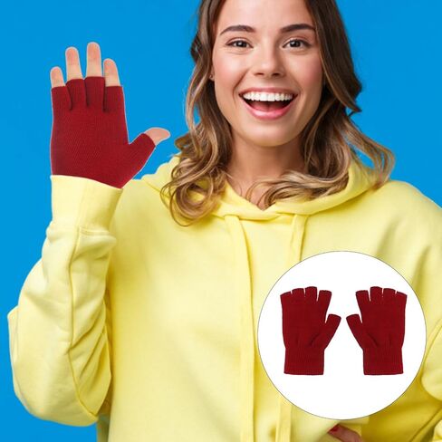 4 Pairs Fingerless Gloves for Women Half Finger Gloves Knitted Winter Typing Gloves for Women Kids in Kuwait
