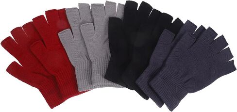 4 Pairs Fingerless Gloves for Women Half Finger Gloves Knitted Winter Typing Gloves for Women Kids in Kuwait
