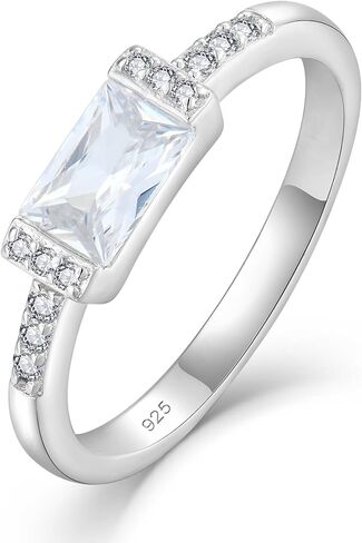 STARCHENIE Baguette Rings for Women 925 Sterling Silver Birthstone Ring Size 5-10 in Saudi Arabia