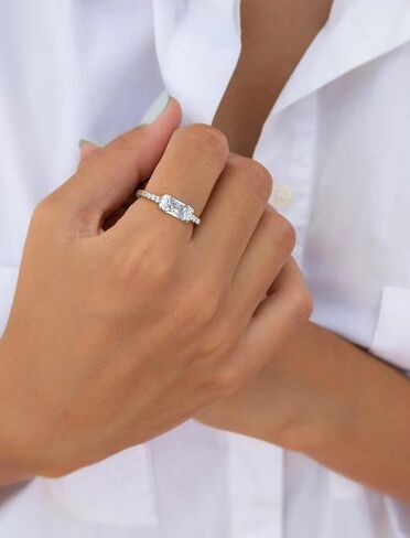 STARCHENIE Baguette Rings for Women 925 Sterling Silver Birthstone Ring Size 5-10 in Saudi Arabia