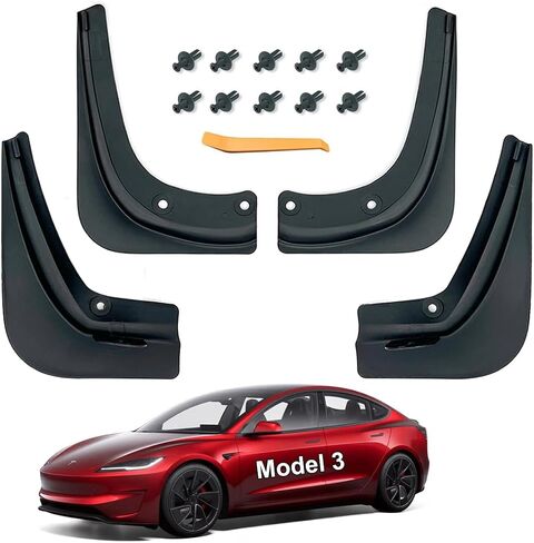 Mud Flaps, Fits for Tesla 2016-2023 Model 3, [No Drilling Required] Splash Guard Fenders Exterior Accessories Mudflaps, Mudguards for Tesla Model 3 2023 2022 2021 2020 in Saudi Arabia