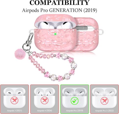 حافظة لطيفة لجهاز Airpod Pro مع غطاء بناتي بحبل لؤلؤي متوافق مع AirPods Pro الجيل الأول (2019) غلاف للنساء in Kuwait