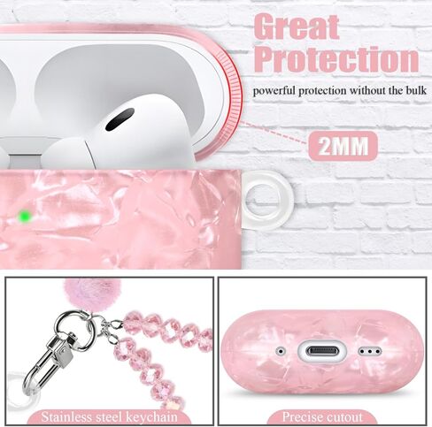 حافظة لطيفة لجهاز Airpod Pro مع غطاء بناتي بحبل لؤلؤي متوافق مع AirPods Pro الجيل الأول (2019) غلاف للنساء in Kuwait
