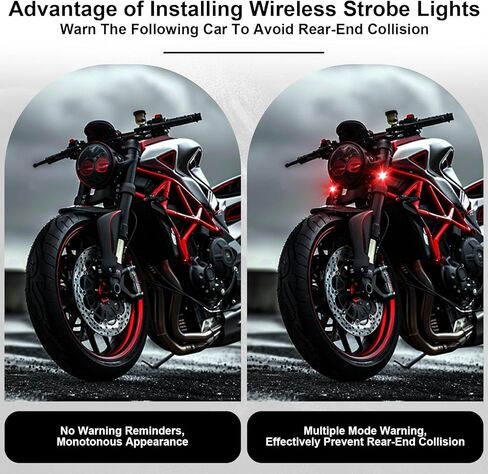 2PCS Wireless LED Strobe Lights with Remote Control, 8 Colors USB Rechargeable Anti-Collision Warning Light, High Brightness Wireless LED Lights for Car Drone Truck Motorcycle Aircraft Bike in Kuwait