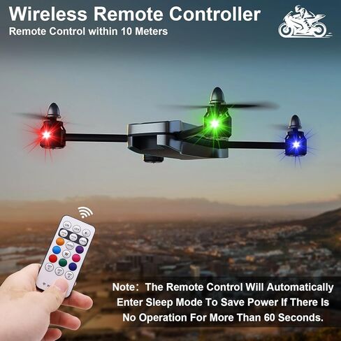2PCS Wireless LED Strobe Lights with Remote Control, 8 Colors USB Rechargeable Anti-Collision Warning Light, High Brightness Wireless LED Lights for Car Drone Truck Motorcycle Aircraft Bike in Kuwait