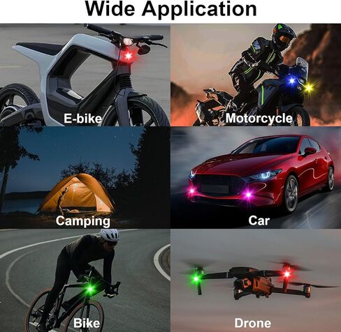 2PCS Wireless LED Strobe Lights with Remote Control, 8 Colors USB Rechargeable Anti-Collision Warning Light, High Brightness Wireless LED Lights for Car Drone Truck Motorcycle Aircraft Bike in Kuwait