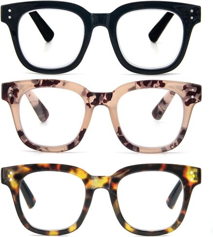 3 Pack Oversized Reading Glasses for Women Men with round Frame Fashion Blue Light Blocking Computer Readers in Kuwait