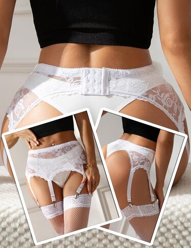 ohyeah 6-Strap Easy Clip Lace Garter Belt for Thigh Highs Stockings Suspender Garter Belts Plus Size Garters Lingerie XS-4XL in Kuwait