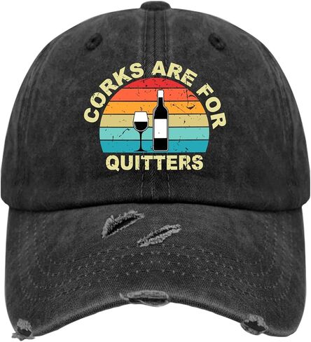Corks are for Quitters Wine Hat Funny Trucker Hats Washed Distressed Baseball Caps Gifts for Firend Who Love Hats with Funny Sayings in Saudi Arabia